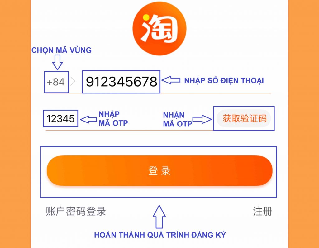 Đăng ký tài khoản Taobao